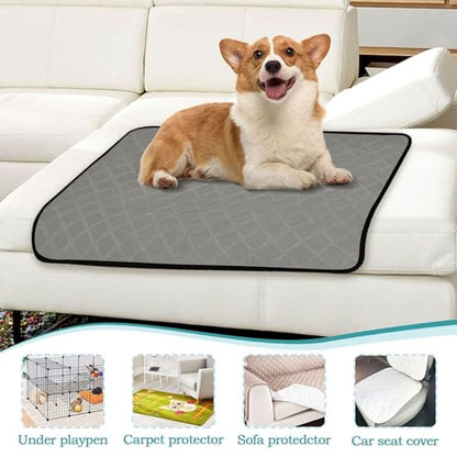Qilmy Grey Solid Color Pet Mat, Waterproof Reusable Dog Training Pad Anti-Slip Pet Creat Pad for Small Medium Large Dogs and Cats - size: Smallx3