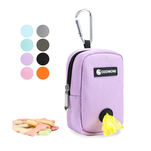 Small Treat Pouch with Dog Bags Dispenser, Portable Walking Bags, Purple - color: Purple