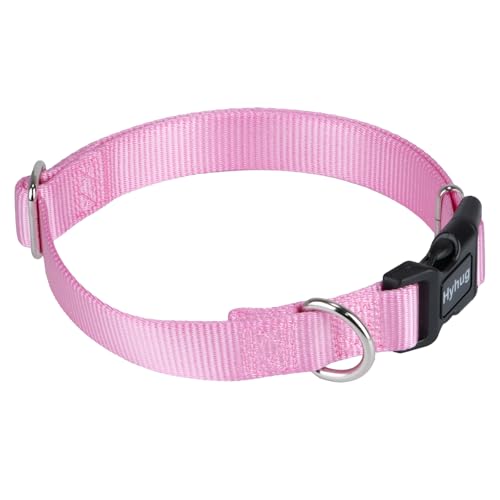 Hyhug Heavy Duty Dog Collar for Medium Dogs, Pink| Quick Release Nylon, Adjustable No-Pull Training & Everyday Walk(Medium, Bonbon Pink) - color: Bonbon Pink, size: Medium