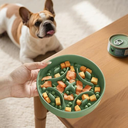 Ceramic Slow Feeder Dog Bowl, 0.8 Cups Anti -Slip Slow Feeding Bowl to Slow Down Eating, 6.3 Inch Dog Food Dish for Small Breeds, Green - color: Green, size: Small