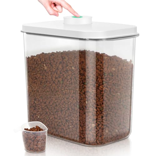 TBMax Dog Cat Food Storage Container 12-15 Lbs with Easy-Carrying Handles, Stackable Pet Food Dog Treat Container with Pop Up Lids, Airtight Food Storage Bin for Kitchen Organization