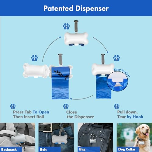 GORILLA SUPPLY 1000 Dog Poop Waste Bags with Dispenser and Leash Tie, 9" x 13", Blue, 1000 Count - color: Blue