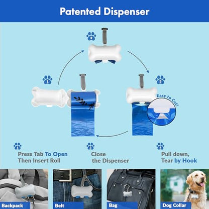 GORILLA SUPPLY 1000 Dog Poop Waste Bags with Dispenser and Leash Tie, 9" x 13", Blue, 1000 Count - color: Blue