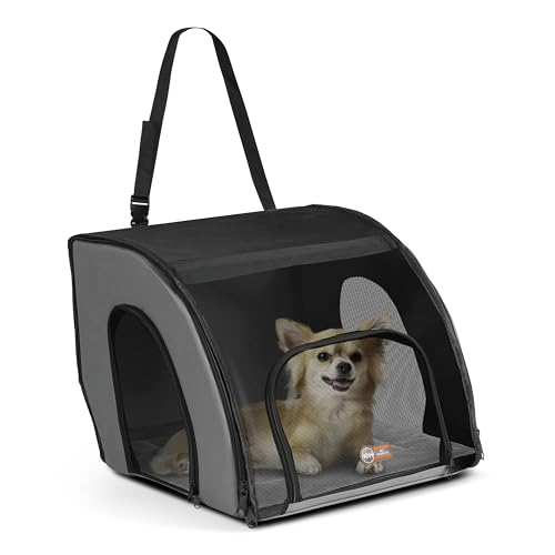 K&H Pet Products Enclosed Dog Cat Car Seat, Travel Safety Carrier for Pets, Dog Travel Car Seat, Soft-Sided Covered Cat Carrier, Washable Pad, Multiple Entrances, Mesh Windows - Small 17 X 16 X 15in - size: 17.0"L x 16.0"W x 15.0"H