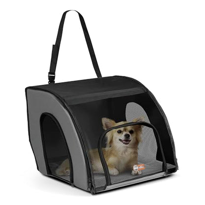 K&H Pet Products Enclosed Dog Cat Car Seat, Travel Safety Carrier for Pets, Dog Travel Car Seat, Soft-Sided Covered Cat Carrier, Washable Pad, Multiple Entrances, Mesh Windows - Small 17 X 16 X 15in - size: 17.0"L x 16.0"W x 15.0"H
