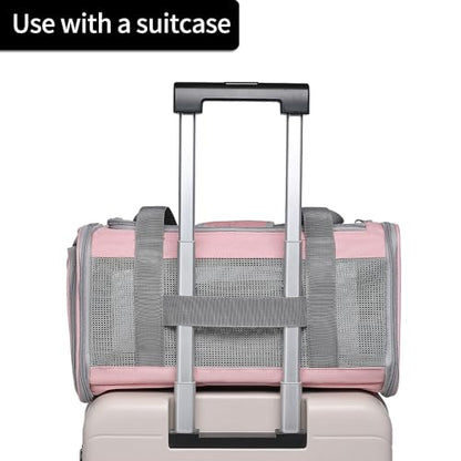 Airline Approved Pet Carrier for Cats and Small Dogs, Breathable and Collapsible Design, Portable Travel Bag for Bearded Dragon, Puppies Animal Hangbag, Rabbit Cage (Pink, Small) - color: pink