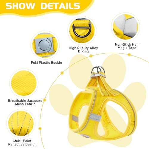 Soft Mesh Dog Harness and Leash Set, No Pull Puppy Harness and Leash Set, Reflective Step in Harness for Small Medium Dogs, Easy Walk Escape Proof Vest Harnesses (Yellow, XXS) - color: Yellow, size: XXS