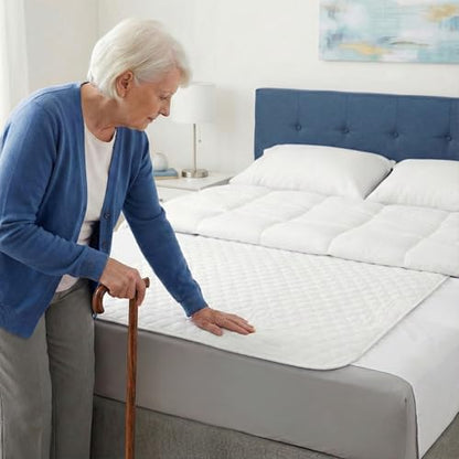 RMS Ultra Soft 4-Layer Washable and Reusable Incontinence Bed Pad - Waterproof Bed Pads, 34"X36" with Two 18" Flaps - size: 34 x 36 Inch with Flap