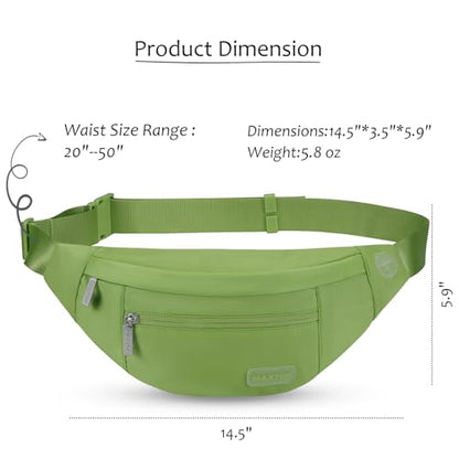 MAXTOP Large Crossbody Fanny Pack with 4-Zipper Pockets,Gifts for Enjoy Sports Festival Workout Traveling Running Casual Hands-Free Wallets Waist Pack Phone Bag Carrying All Phones - color: Khaki Green, style: Large Fanny Pack(4 Zipper Pockets)