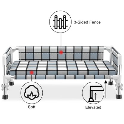 Elevated Raised Outdoor Dog Bed - Cooling Washable Dog Cot with Guardrail, Durable & Breathable Cotton Mesh Pet Hammock Beds with Stainless Steel Pipe Frame for Small Pets (Cushion-(M-)) - size: Cushion-(M-)