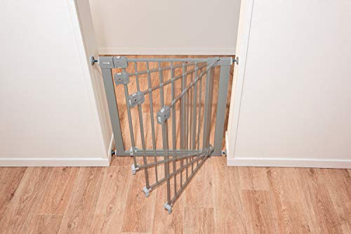 Safety 1st Easy Install Baby Gate for Doorways, Auto-Close Pressure-Mounted Magnetic Latch, Indoor Dog Gates, No Drilling, Fits 29"-38", Grey - color: Gray