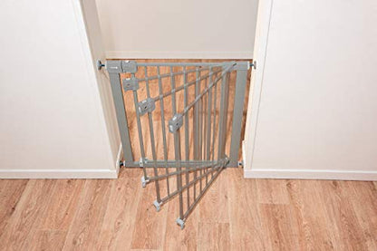 Safety 1st Easy Install Baby Gate for Doorways, Auto-Close Pressure-Mounted Magnetic Latch, Indoor Dog Gates, No Drilling, Fits 29"-38", Grey - color: Gray