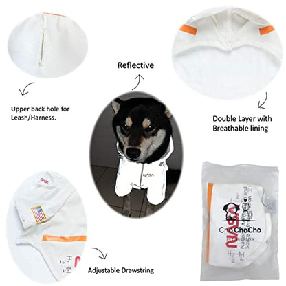 ChoChoCho NASA Dog Raincoats, Reflective Rain Jacket Water Proof, Dog Clothes, Cat & Puppy Stylish Streetwear Outfit (White, S) - color: NASA-White, size: S (Chest: 9.5''-13' / Suggest: 2-5 lbs)