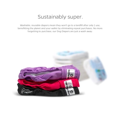 Pet Parents® Washable Dog Diapers (3pack) + Extendrs® of Durable Doggie Diapers, Premium Dog Diapers Female (Large, Princess) - size: Large (19-27")