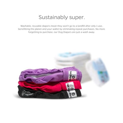 Pet Parents® Washable Dog Diapers (3pack) + Extendrs® of Durable Doggie Diapers, Premium Dog Diapers Female (X-Small, Princess) - size: X-Small (4-10")