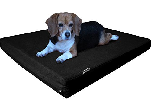 Dogbed4less Orthopedic Gel Cooling Memory Foam Dog Bed with Waterproof Liner and External Canvas Cover for Small to Medium Pet 35X20X4 Inches - color: Canvas in Black, size: Medium 35" Length X 20" Width