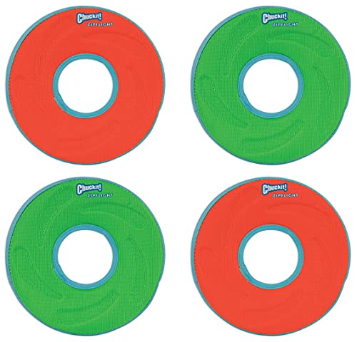 Chuckit Zipflight Amphibious Flying Ring - Assorted Small – 6 in. Diameter (4 Pack)