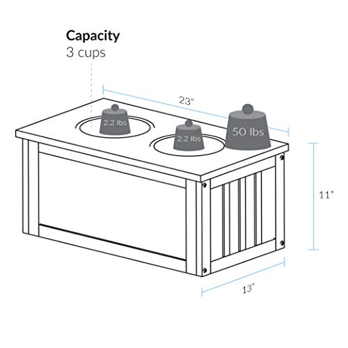 Casual Home 603-15 Wooden Storage Stand Pet Feeder, Two-Tone (Warm Brown, White), One Size - color: Warm Brown+White