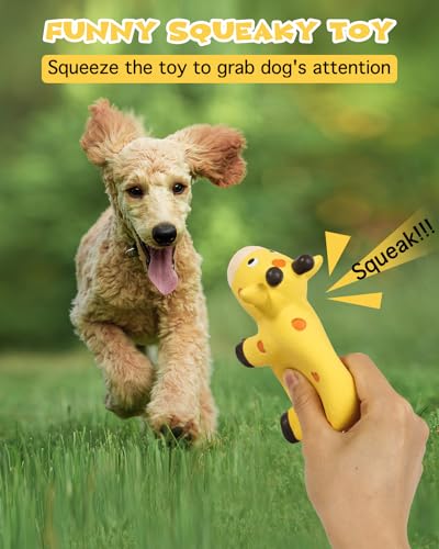 SCHITEC Squeaky Rope Dog Toys, Latex Rubber Squeak Animal Tug of War Toy, [2 Pack] Interactive Play Puppy Chew Toy for Small Medium Dogs
