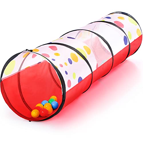 PigPigPen Kids Tunnel for Toddlers,Pop Up Play Tunnel Tent for Babies or Dogs, Indoor & Outdoor Toys for Kids Backyard Playset (Red Spots Play Tunnel) - style: Red spots play tunnel