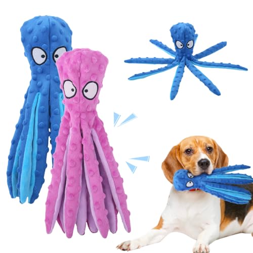 AprYew Octopus Dog Toys, No Stuffing Crinkle Dog Toys for Aggressive Chewers, Durable Interactive Chew Toys for Small, Medium and Large Dogs Training and Reduce Boredom (2PCS-A) - color: 2PCS-A