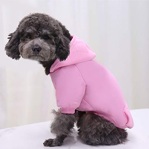 Idepet Pet Dog Hoodies Dog Clothes for Small Dogs Vest Chihuahua Clothes Warm Coat Jacket Autumn Puppy Outfits Cats Dogs Clothing(M, Pink) - color: Pink, size: Medium