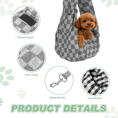 Dog Sling Carrier for Small Dogs and Cats Up to 16.5 Lbs, Breathable Texture with Pocket Pet Cross Body Shoulder Bag, (White Gray, 1 Pcs) Intended for Outdoor Travel/Camp - color: White Gray