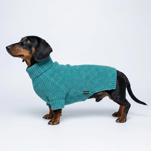 Fitwarm Knitted Dog Sweater - Thermal Winter Clothes for Small Dogs, Boy & Girl - Teal Blue, Small - color: Steel Blue, size: Small