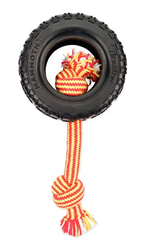 Mammoth TireBiter2 Tug & Toss For Strong Chewers Large Dogs Up To 90-Pounds - size: Large 6", style: Tire with Cotton-Poly Rope