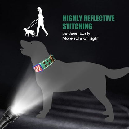 Heavy Duty Tactical Dog Collar with Neoprene Padded and Metal Buckle, Reflective Nylon for Medium to Large Dogs(Teal, Large) - color: Teal, size: Large (Pack of 1)