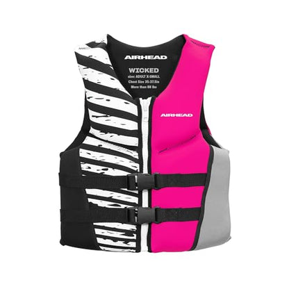 Airhead Wicked Kwik-Dry NeoLite Flex Life Jacket for Kids - USCG Approved Life Vest for Youth, Child & Infant, Watersports Vest for Boating, Tubing & Swimming, Hot Pink - size: X-Small