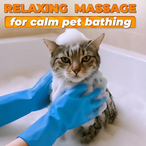 Cat and Dog Shampoo Gloves with 3000 Soft Bristles – 2-in-1 Dog Bath Gloves 11.6", Durable Silicone, Saves Shampoo | Massage, Grooming & Clean Wet or Dry – Made for Every Breed and Coat Style (Blue) - color: Blue