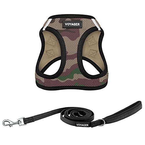 Voyager Step-in Air All Weather Mesh Harness and Reflective Dog 5 ft Leash Combo with Neoprene Handle, for Small, Medium and Large Breed Puppies by Best Pet Supplies - Green, X-Small - color: Leash Harness Set (Army Base), size: XS (Chest: 13 - 14.5")