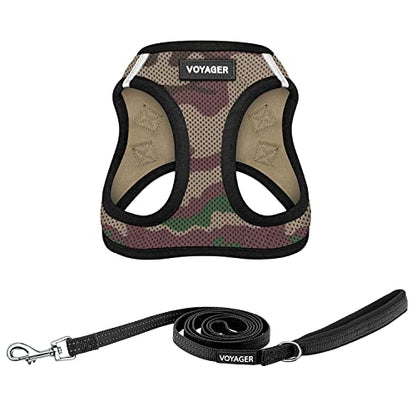 Voyager Step-in Air All Weather Mesh Harness and Reflective Dog 5 ft Leash Combo with Neoprene Handle, for Small, Medium and Large Breed Puppies by Best Pet Supplies - Army Base, XXS - color: Leash Harness Set (Army Base), size: XXS (Chest: 11.5 - 13" * F