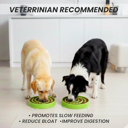Slow Feeder Dog Bowl for Small, Medium & Large Dogs – Anti-Gulping Puzzle Maze Bowl, Non-Slip Slow Eating Dog Dish, Prevents Bloat & Improves Digestion, Interactive Pet Feeder (Green, Large) - color: Green, size: Large