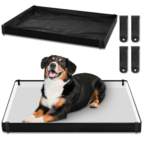 FoldTier Dog Pee Pad Holder with 4 Fixing Clips 33 x 23 Inch Extra Large Foldable Potty Pads Puppy Pad Holder Tray for Dogs Training High Side Easy to Clean