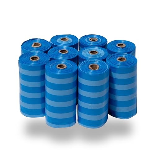 Best Pet Supplies Dog Poop Bags for Waste Refuse Cleanup, Doggy Roll Replacements for Outdoor Puppy Walking and Travel, Leak Proof and Tear Resistant, Thick Plastic - Blue Strips, 150 Bags - color: Blue Strips, size: 150 Bags