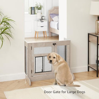 unipaws Dog Gate Indoor to Separate Puppy and Large Dogs for Stairs, Freestanding Walk Through Pet Gate with Small Door, Adjustable 33.3-41.6 Inches Wide