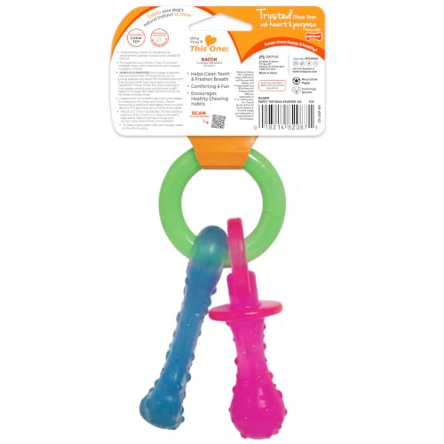 Nylabone Puppy Pacifier Chew Toy, Teething Toys for Puppies, Bacon Flavor, Small - Up to 25 lbs, 1 Count - color: Pacifier
