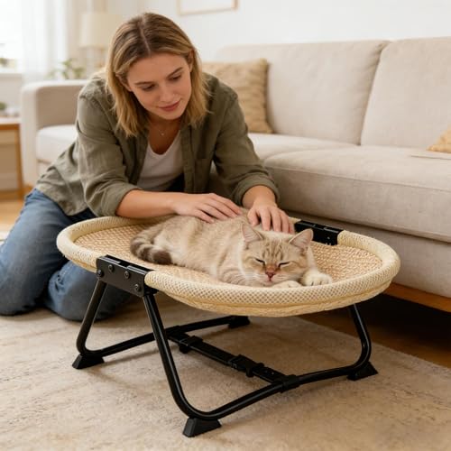 Outdoor Dog Bed,Portable Foldable Non Slip Cot Hammock,Foldable 22.44 x 16.14 x 10.23Inch Dog Bed Raised Cot | for Pets Cats Kitten Puppy Sleep Rest Camping Travel - color: C