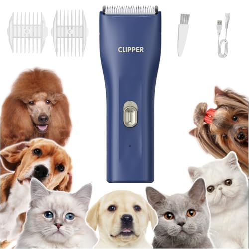 Dog Clippers,Quiet Washable USB Rechargeable Cordless Dog Grooming Kit,Electric Pets Hair Trimmers Shaver Shears for Dogs and Cats - color: 006 Blue