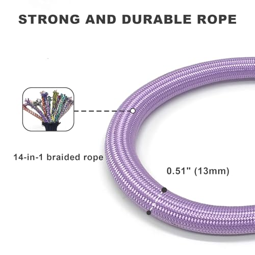 Rope Dog Leash with Two Handles, 6 Foot Heavy Duty Dog Leash with Aviation Aluminum Auto Locking Carabiner, Strong Nylon Pet Lead for Small, Medium, Large Dogs (Purple, 6FT-Two Handle) - color: Purple, size: 6 Foot Two Handle