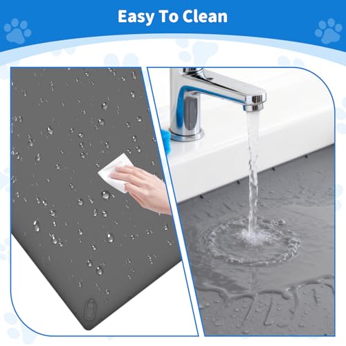 ALOOF Large Silicone Dog Pee Pad Holder 25x36 in, Puppy Potty Training Tray with Magnetic Snaps & Raised Edges, Non-Slip Floor Protector, Gray