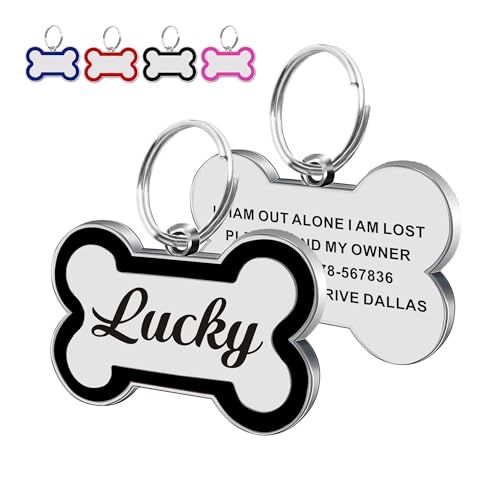 Dog Tags Personalized for Pets Dog Name Tags Personalized Dog Tag Engraved Custom Dog Tags for Pets Custom ID Tags for Puppy Cat (Black, S) - color: Black, size: S