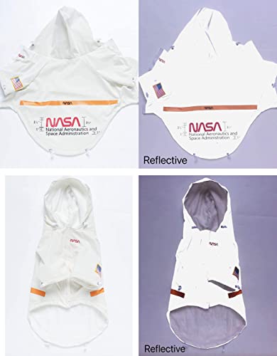 ChoChoCho NASA Dog Raincoats, Reflective Rain Jacket Water Proof, Dog Clothes, Cat & Puppy Stylish Streetwear Outfit (White, S) - color: NASA-White, size: S (Chest: 9.5''-13' / Suggest: 2-5 lbs)