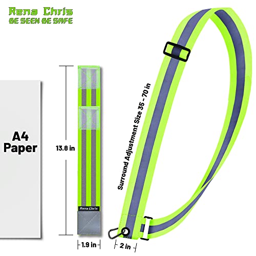 Rena Chris Reflective Running Gear, Reflective Sash, Night Dog Walking Safety Gear, High Visibility Reflective Safety Running Belts for Women, Night Jogging Safety Gear Reflective Belt and Armband