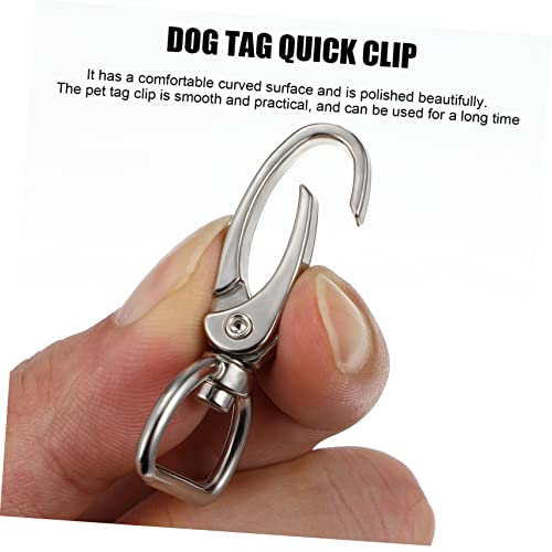 INOOMP 1set Dog Tag Clips Lobster Buckles with Dog Tag Clips and Easy to Install Lightweight for Pet Collars and Leashes