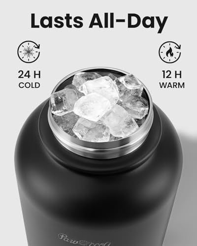 34oz Dog Water Bottle, Stainless Steel Dog Water Bottle Dispenser with Detachable Food & Water Bowls, Keeps Water Hot/Cold, for Walking, Hiking, Camping(Black)