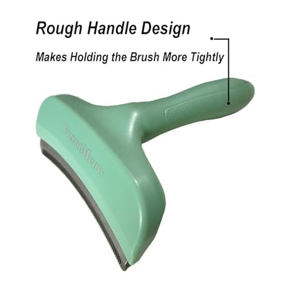 Pet Deshedding Tool with Curve Blade, Cat Grooming Brush, Tight V-shaped Teeth Shedding Comb for Cats and Dogs (Green, Large) - color: Green, size: Large