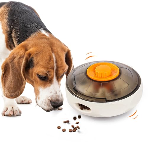 XCZAP UFO Treat-Dispensing Dog Toy, Interactive Puzzle Slow Feeder for Mental Enrichment, Durable Wobble Toy for Small/Medium/Large Breeds, Boredom Buster & Slow Eating Training Tool